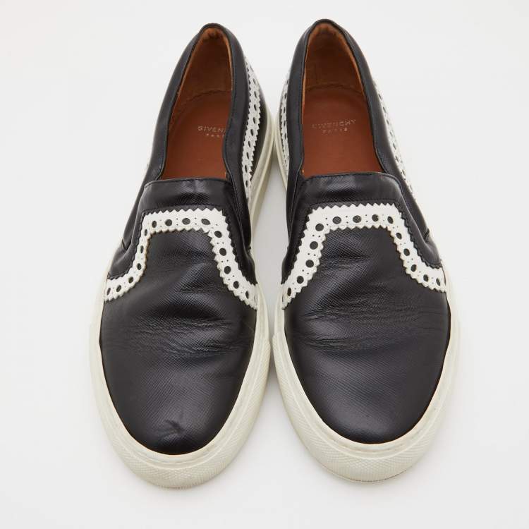 Pre Owned Givenchy Black/White Leather Slip On Sneakers Size 36