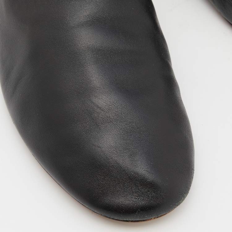 Pre Owned Givenchy Black Leather Rivington Logo Slingback Flat Mules Size 38