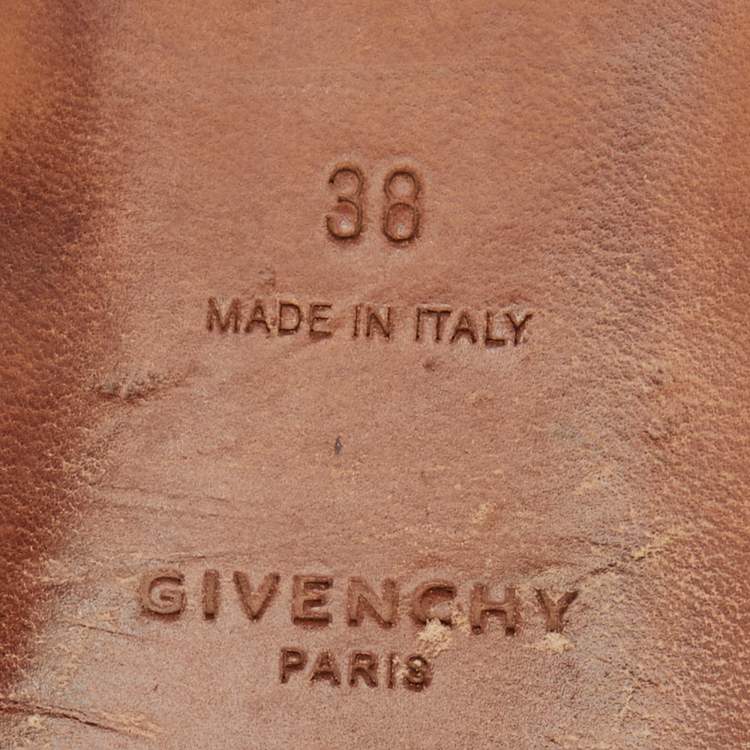 Pre Owned Givenchy Black Leather Rivington Logo Slingback Flat Mules Size 38