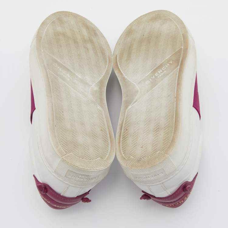 Pre Owned Givenchy White/Plum Leather Urban Street Slip On Sneakers Size 36