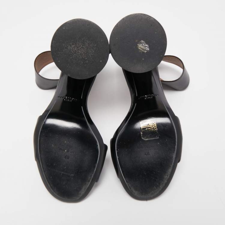 Pre Owned Givenchy Black Leather Ankle Strap Sandals Size 40