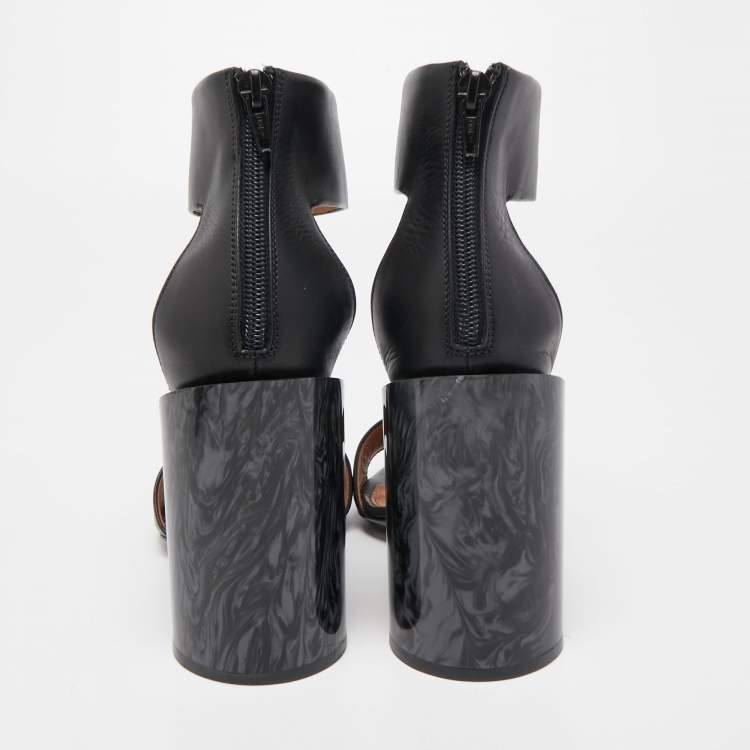 Pre Owned Givenchy Black Leather Ankle Strap Sandals Size 40