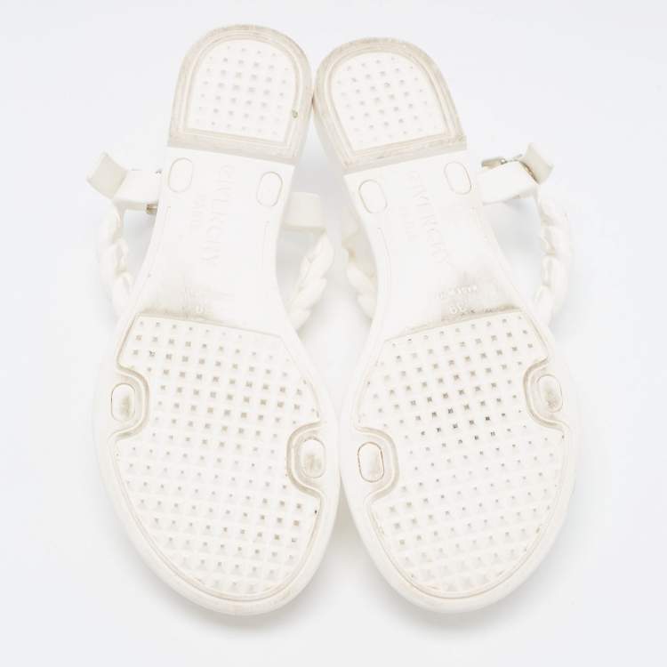 Pre Owned Givenchy White Jelly Chain Link Flat Sandals Size 39