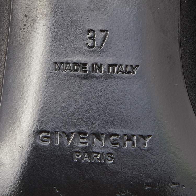 Pre Owned Givenchy Black Leather Zip Ankle Length Boots Size 37