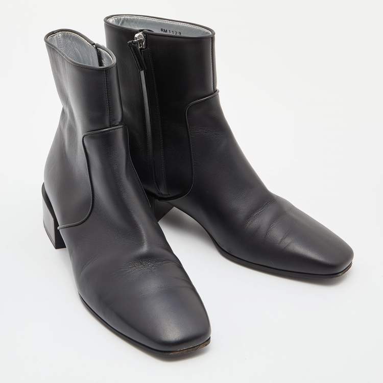 Pre Owned Givenchy Black Leather Zip Ankle Length Boots Size 37
