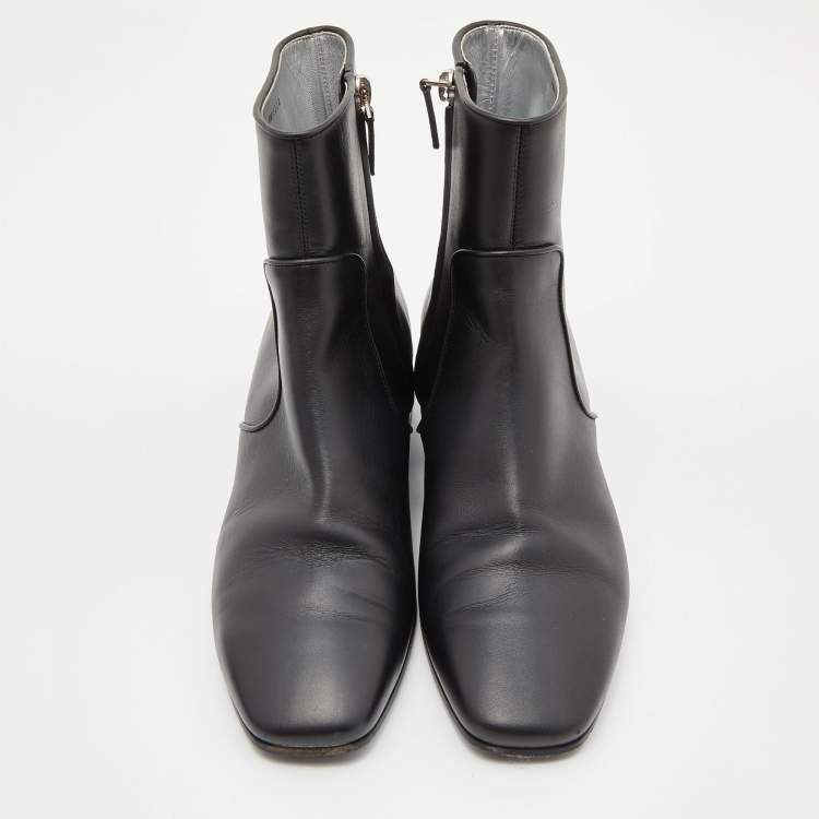 Pre Owned Givenchy Black Leather Zip Ankle Length Boots Size 37