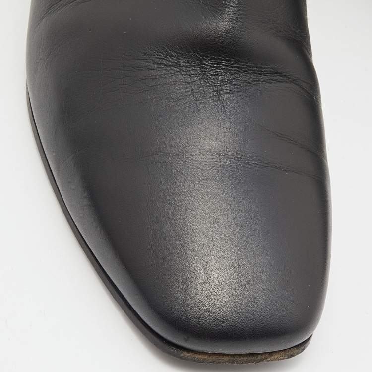 Pre Owned Givenchy Black Leather Zip Ankle Length Boots Size 37