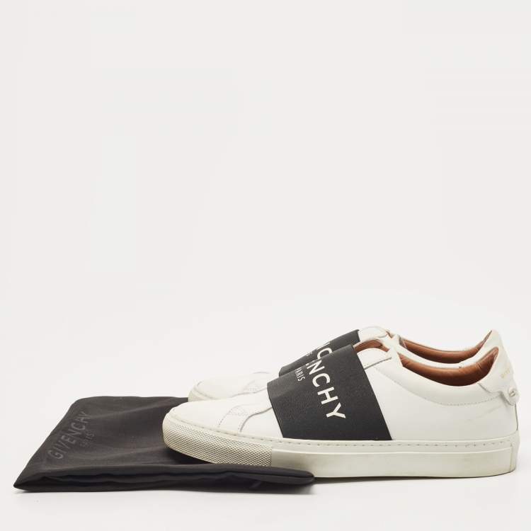 Pre Owned Givenchy White/Black Leather And Elastic Band Urban Street Slip On Sneakers Size 37