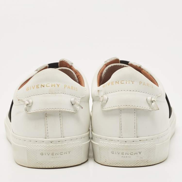 Pre Owned Givenchy White/Black Leather And Elastic Band Urban Street Slip On Sneakers Size 37