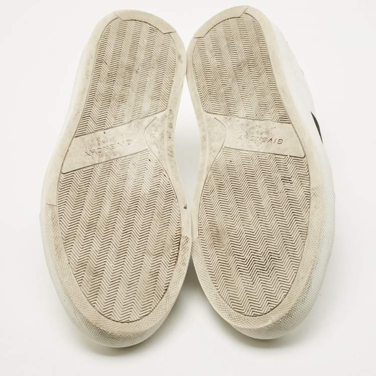 Pre Owned Givenchy White/Black Leather And Elastic Band Urban Street Slip On Sneakers Size 37