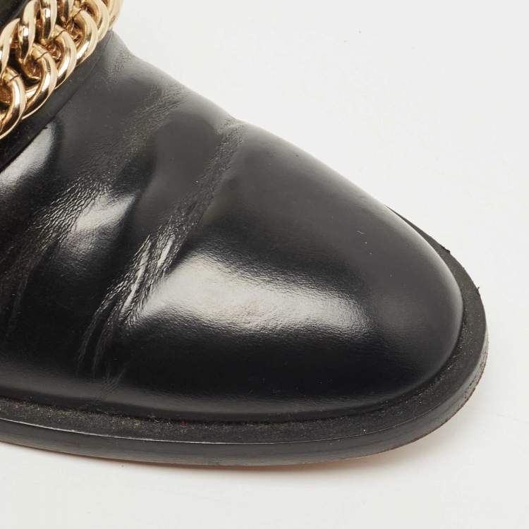 Pre Owned Givenchy Black Leather Chain Detail Chelsea Boots Size 40
