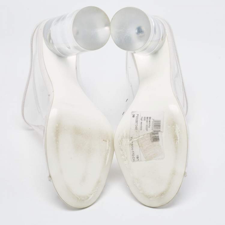 Pre Owned Givenchy Transparent  PVC Perspex Cylindrical Heel Peep Toe Mules  Size 39