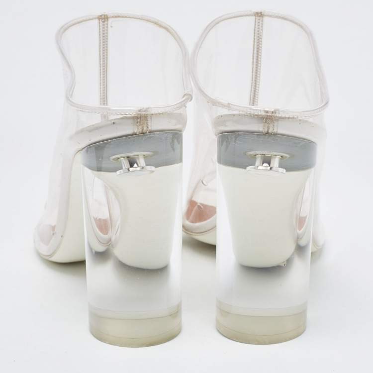 Pre Owned Givenchy Transparent  PVC Perspex Cylindrical Heel Peep Toe Mules  Size 39