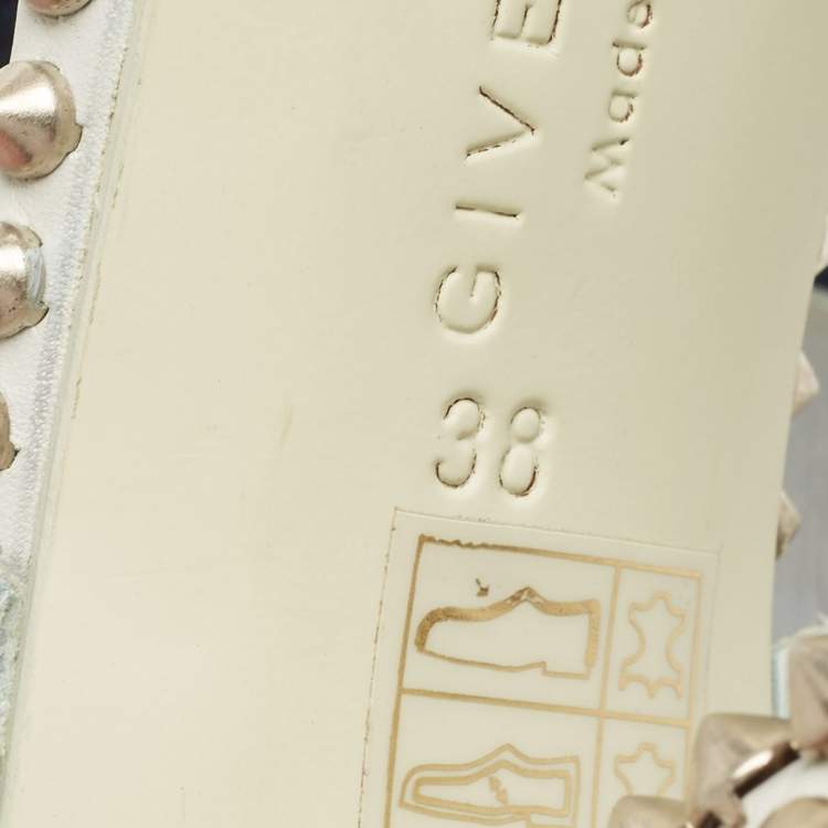 Pre Owned Givenchy Blue Leather Studded Ankle Strap Sandals Size 38