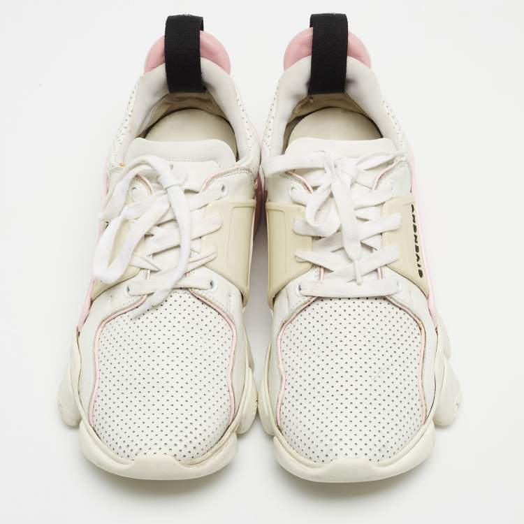 Pre Owned Givenchy White/Grey Leather and Suede Jaw Low Top Sneakers Size 39