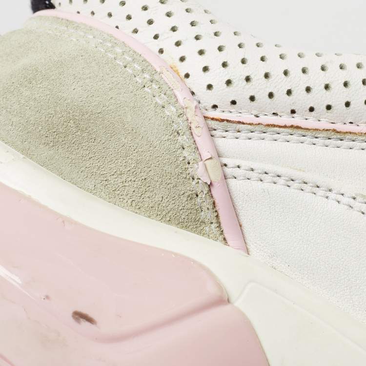 Pre Owned Givenchy White/Grey Leather and Suede Jaw Low Top Sneakers Size 39
