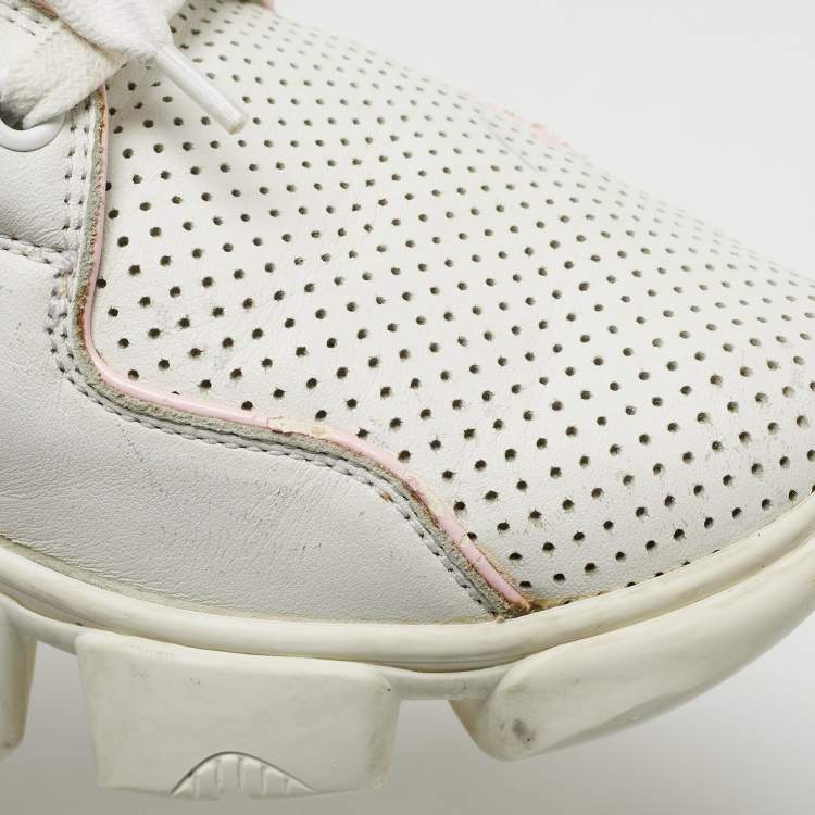 Pre Owned Givenchy White/Grey Leather and Suede Jaw Low Top Sneakers Size 39