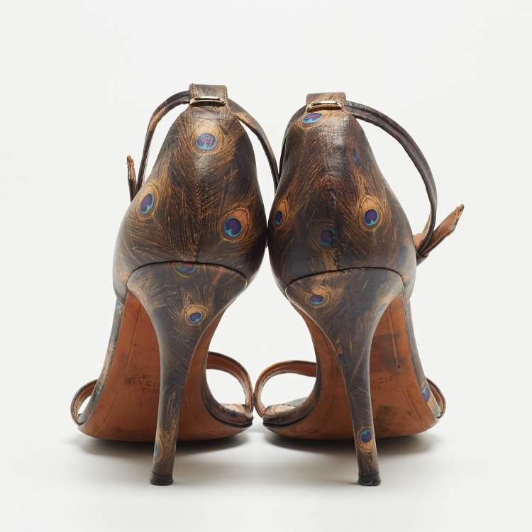 Pre Owned Givenchy Brown Leather Ankle Strap Sandals Size 38