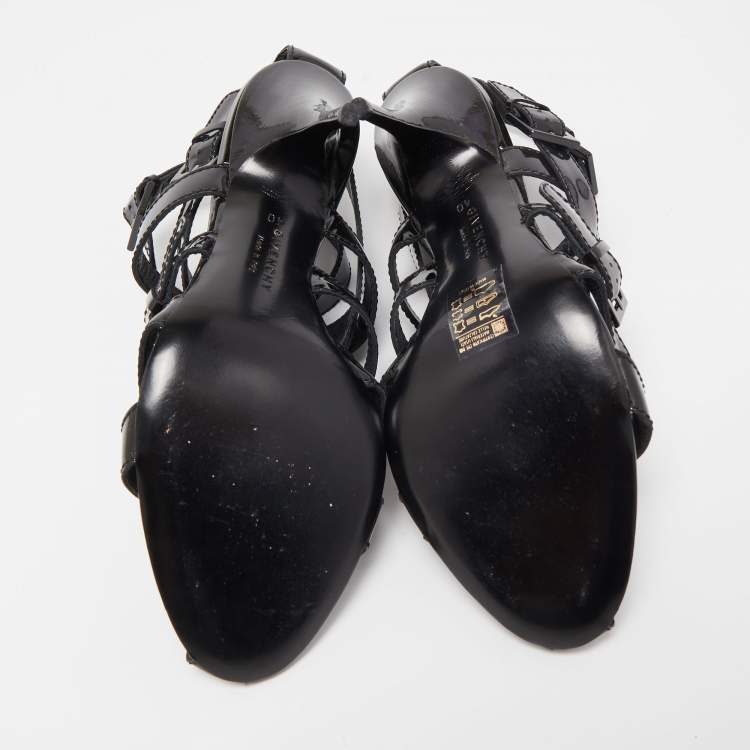 Pre Owned Givenchy Black Patent Strappy Sandals Size 40