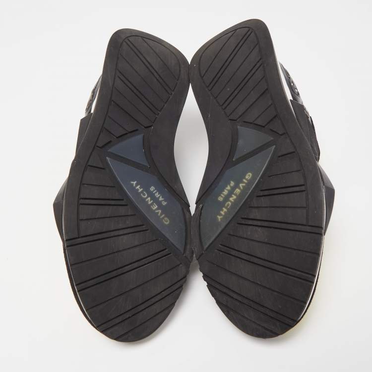 Pre Owned Givenchy Black/Yellow Suede and Fabric Low Top Sneakers Size 38