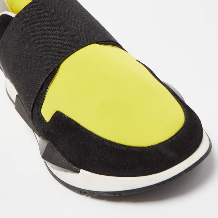 Pre Owned Givenchy Black/Yellow Suede and Fabric Low Top Sneakers Size 38