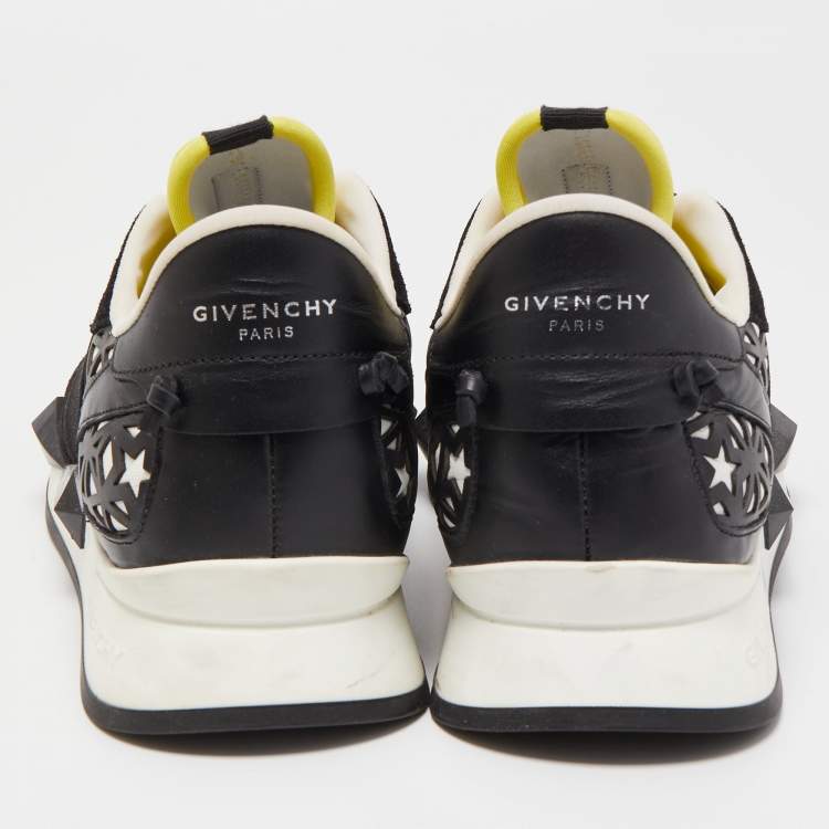 Pre Owned Givenchy Black/Yellow Suede and Fabric Low Top Sneakers Size 38