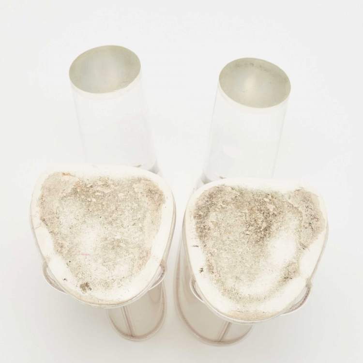 Pre Owned Givenchy Transparent PVC Perspex Cylindrical Heel Peep Toe Mules Size 37