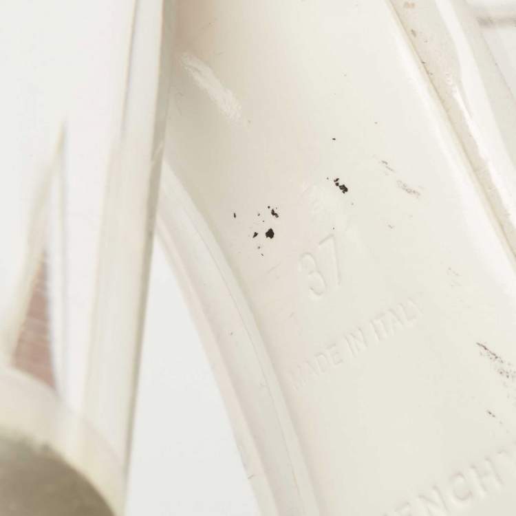 Pre Owned Givenchy Transparent PVC Perspex Cylindrical Heel Peep Toe Mules Size 37