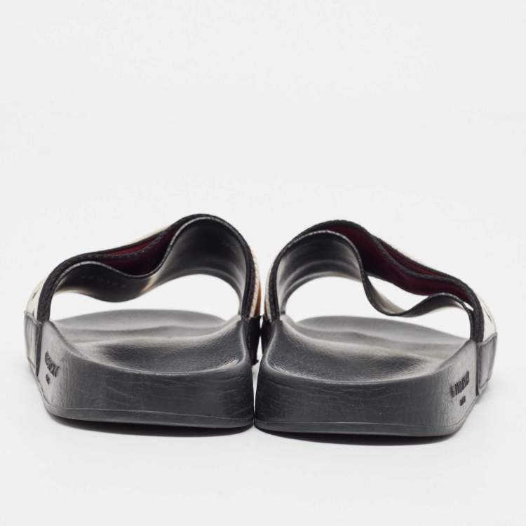 Pre Owned Givenchy Multicolor Canvas Logo Flat Slide Sandals Size 36