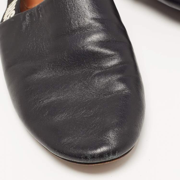 Pre Owned Givenchy Black Leather Rivington Slingback Flats Size 38