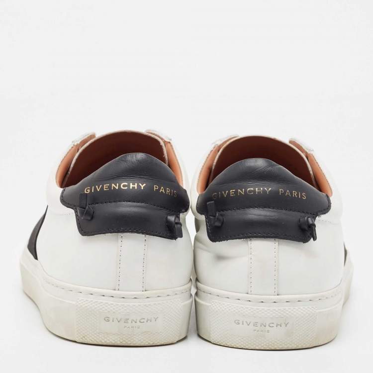 Pre Owned Givenchy White/Black Leather Urban Street Logo Slip On Sneakers Size 41