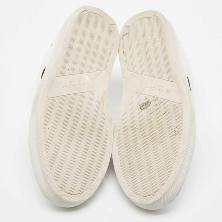 Pre Owned Givenchy White/Black Leather Urban Street Logo Slip On Sneakers Size 41