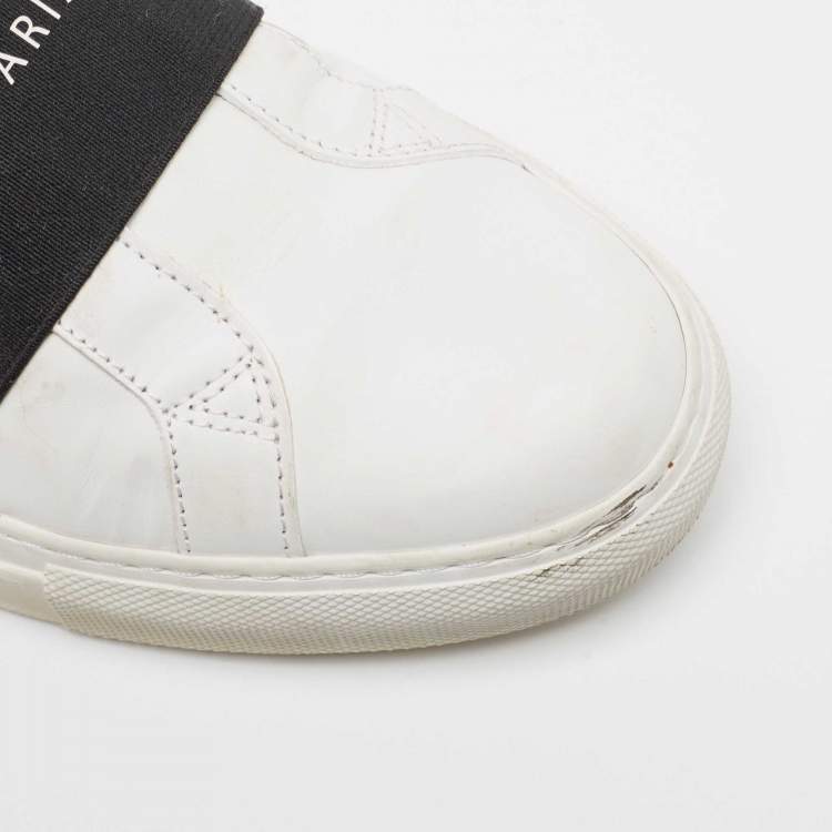 Pre Owned Givenchy White/Black Leather Urban Street Logo Slip On Sneakers Size 41