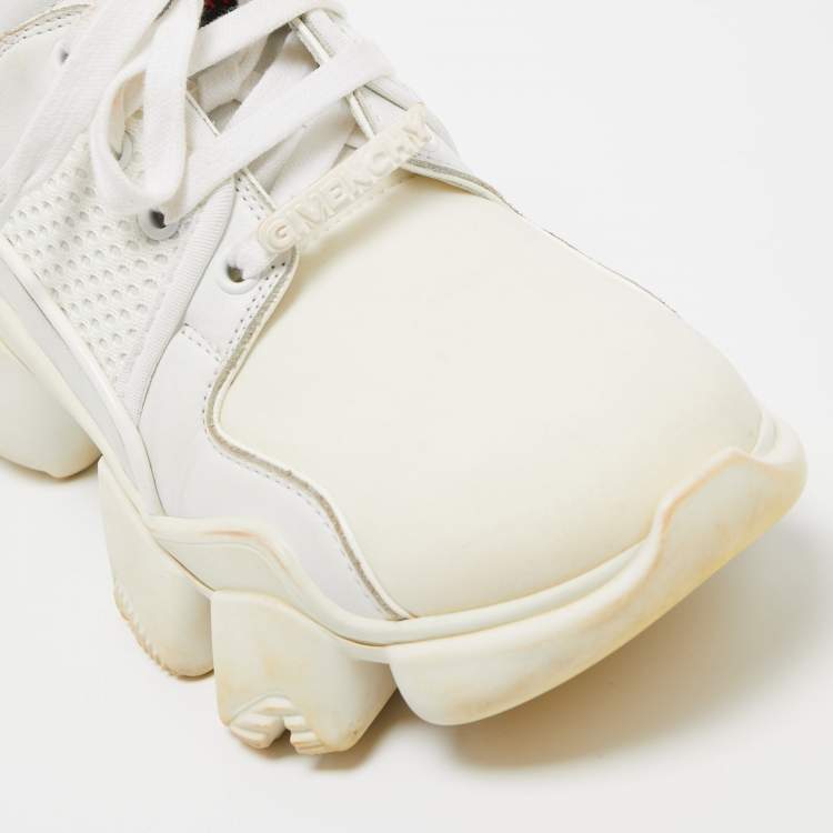 Pre Owned Givenchy White Leather And Neoprene Fabric Jaw Low Sneakers Size 39