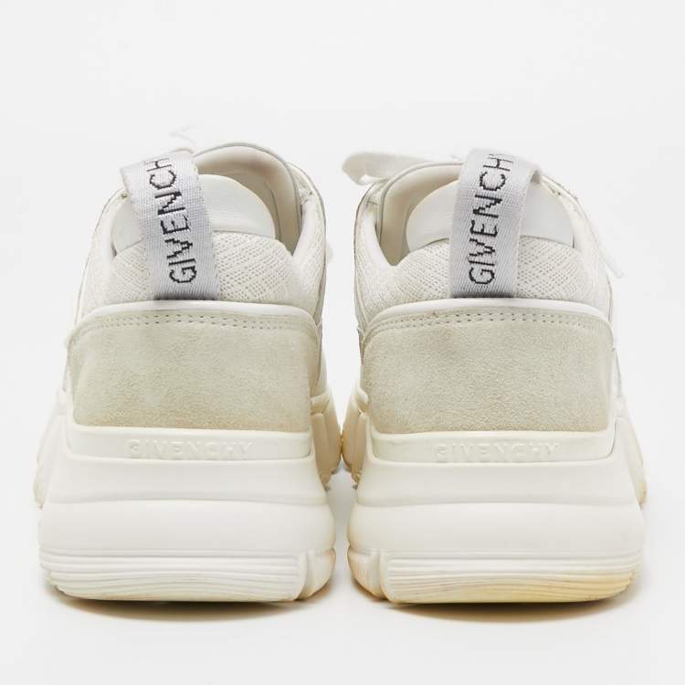 Pre Owned Givenchy White Leather And Neoprene Fabric Jaw Low Sneakers Size 39