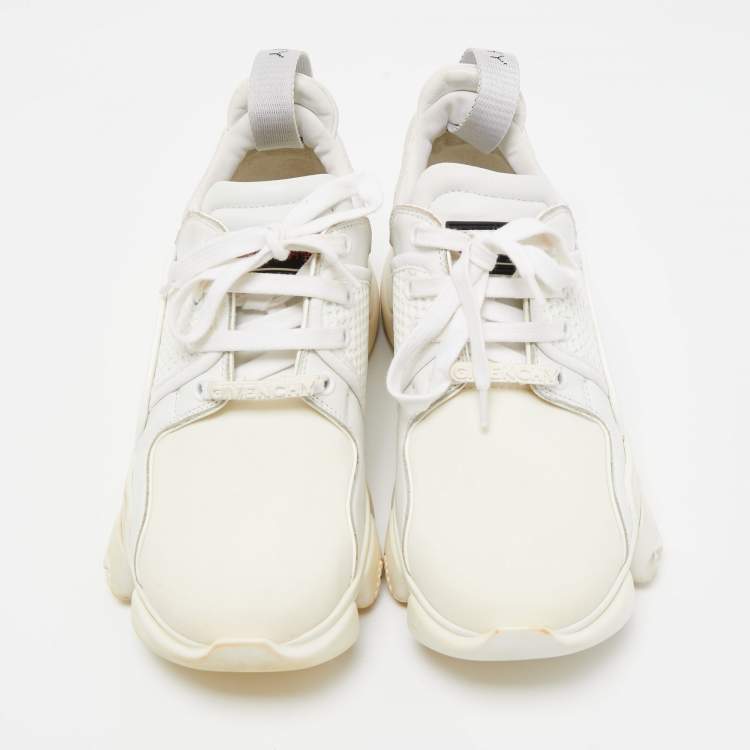 Pre Owned Givenchy White Leather And Neoprene Fabric Jaw Low Sneakers Size 39