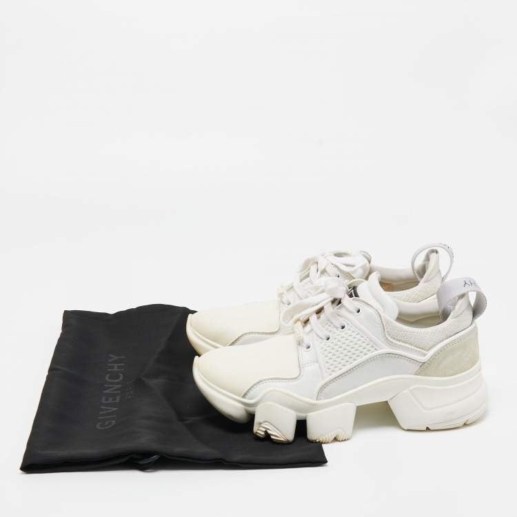 Pre Owned Givenchy White Leather And Neoprene Fabric Jaw Low Sneakers Size 39
