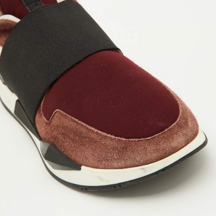 Pre Owned Givenchy Multicolor Suede,Leather and Fabric Elastic Strap Active Runner Low Top Sneakers Size 38