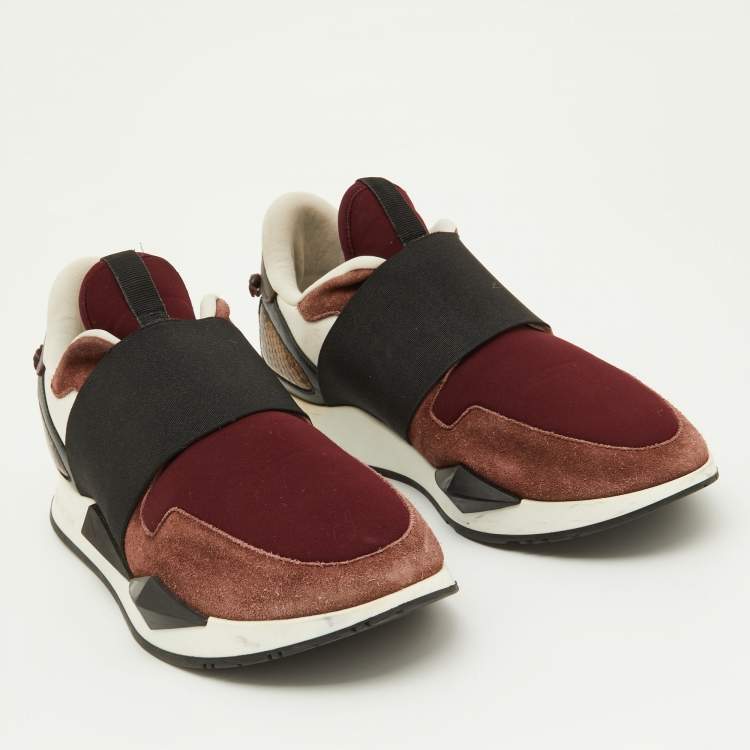Pre Owned Givenchy Multicolor Suede,Leather and Fabric Elastic Strap Active Runner Low Top Sneakers Size 38