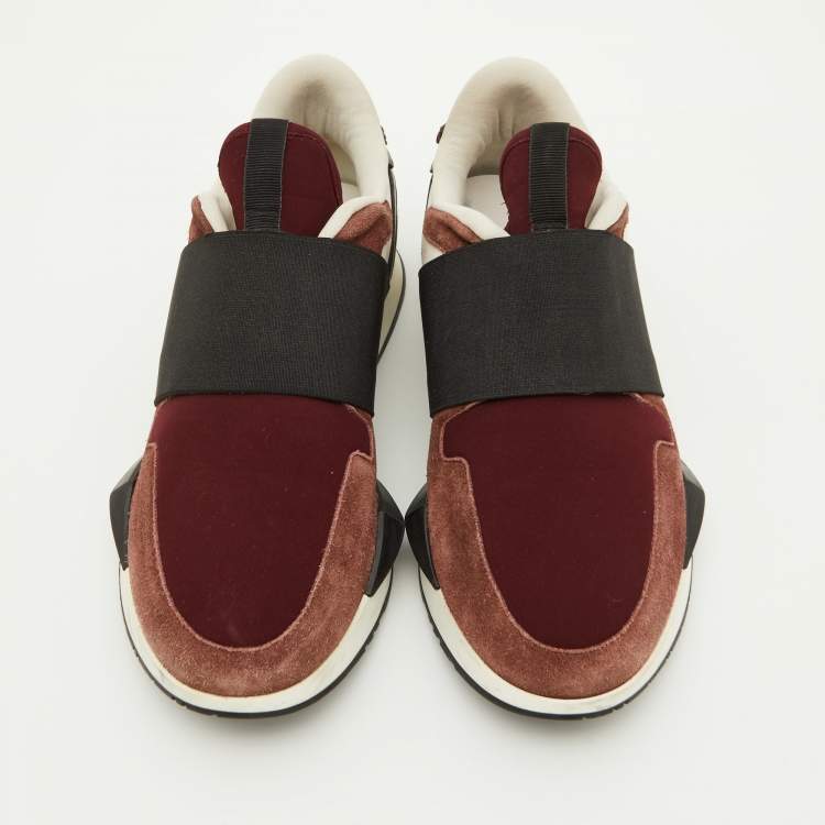 Pre Owned Givenchy Multicolor Suede,Leather and Fabric Elastic Strap Active Runner Low Top Sneakers Size 38