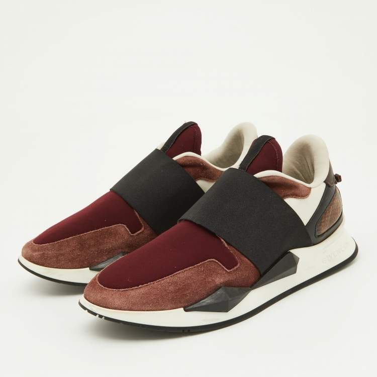 Pre Owned Givenchy Multicolor Suede,Leather and Fabric Elastic Strap Active Runner Low Top Sneakers Size 38