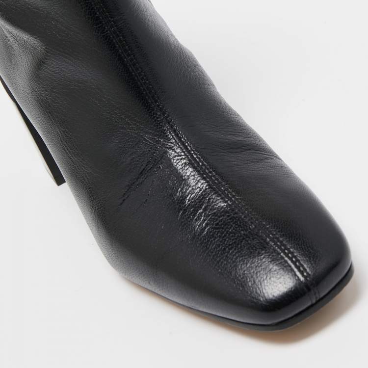 Pre Owned Givenchy Black Leather 4G Ankle Boots Size 36