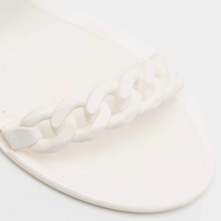 Pre Owned Givenchy White Jelly Chain-Link Flat Sandals Size 38