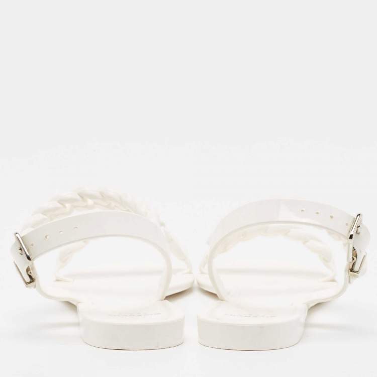 Pre Owned Givenchy White Jelly Chain-Link Flat Sandals Size 38