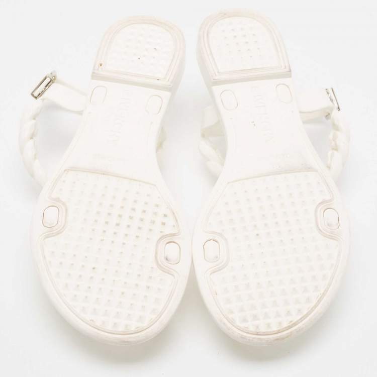 Pre Owned Givenchy White Jelly Chain-Link Flat Sandals Size 38