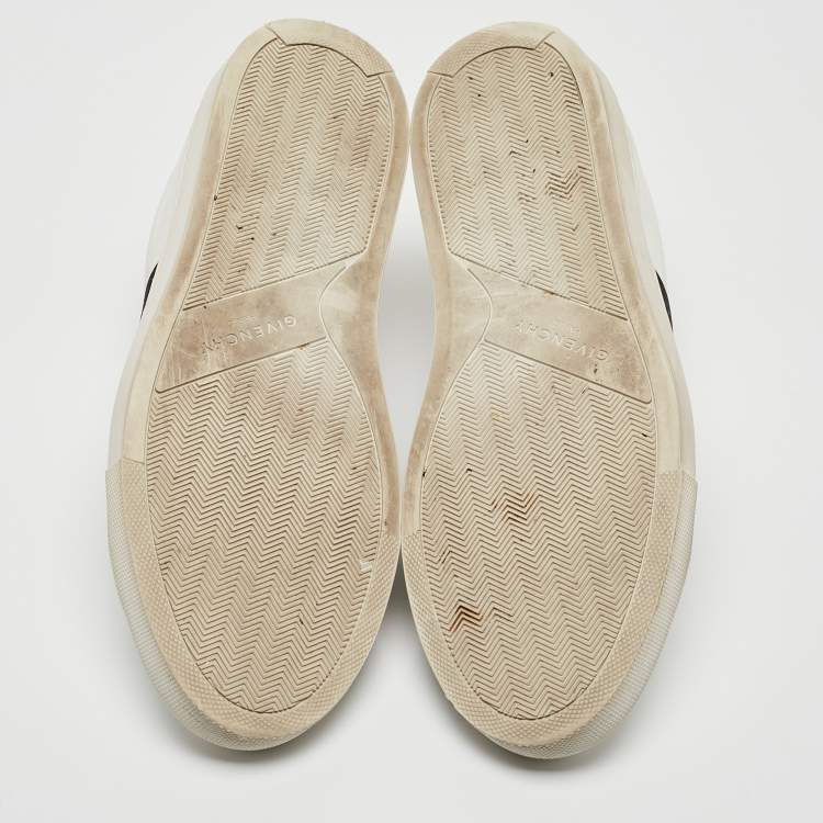 Pre Owned Givenchy White/Black Leather and Elastic Logo Sneakers Size 37