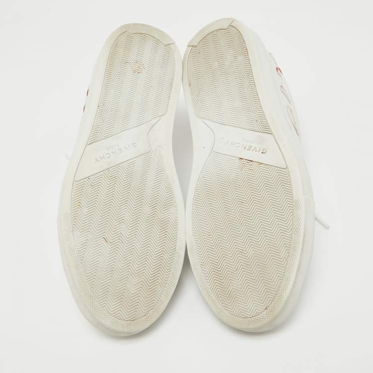 Pre Owned Givenchy White/Red Leather Reverse Sneakers Size 36
