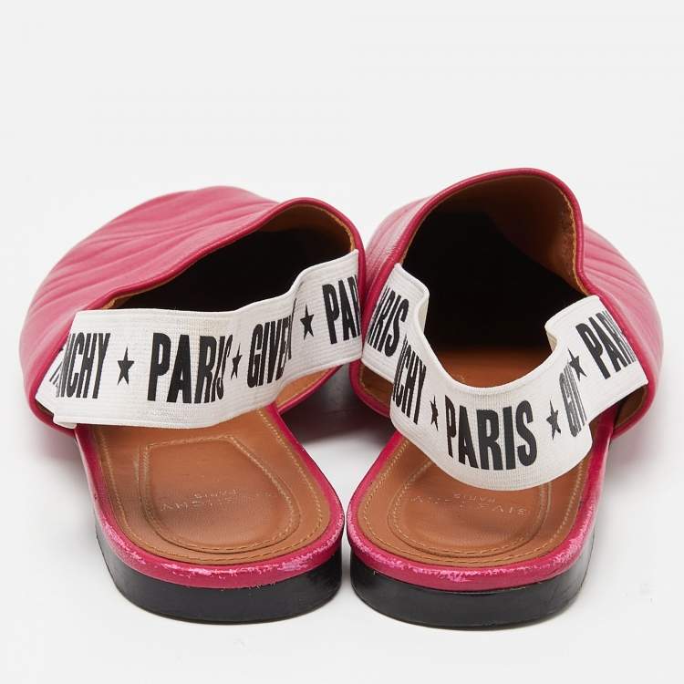 Pre Owned Givenchy Pink Leather Rivington Slingback Flats Size 37