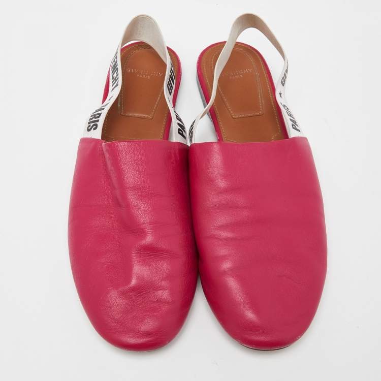 Pre Owned Givenchy Pink Leather Rivington Slingback Flats Size 37