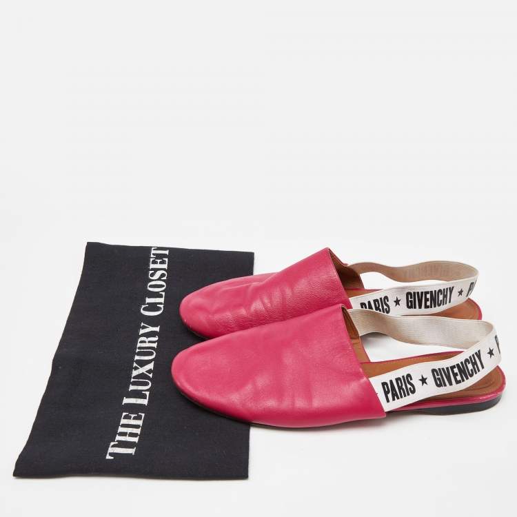 Pre Owned Givenchy Pink Leather Rivington Slingback Flats Size 37